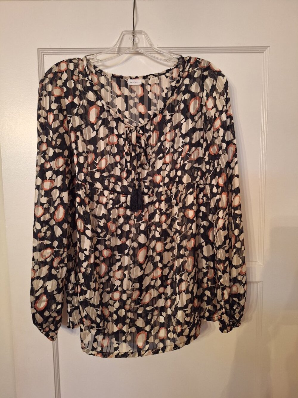 Lascana black, ivory and orange floral sheer blouse